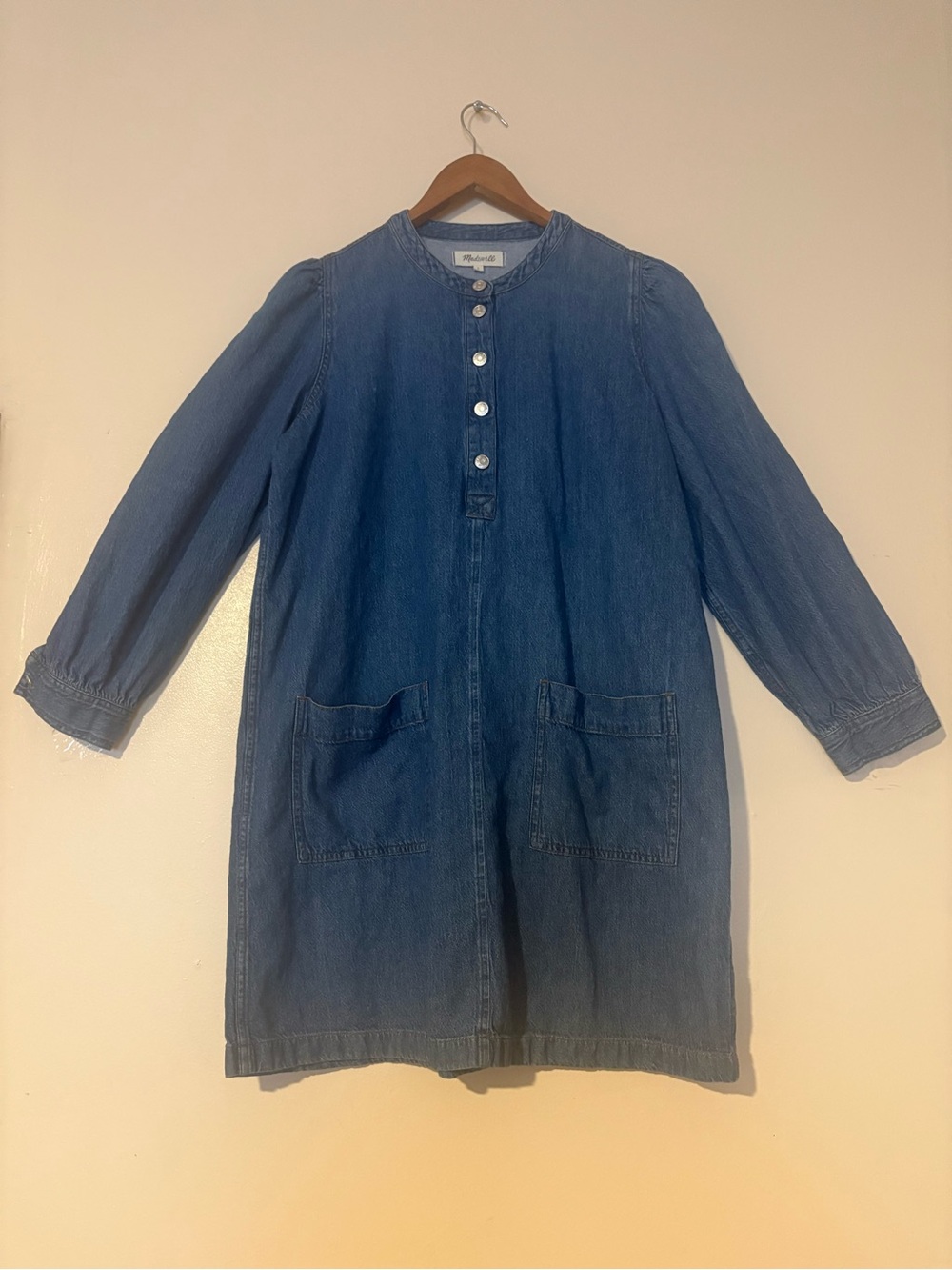 Madewell Blue Denim Button-Front Midi Dress